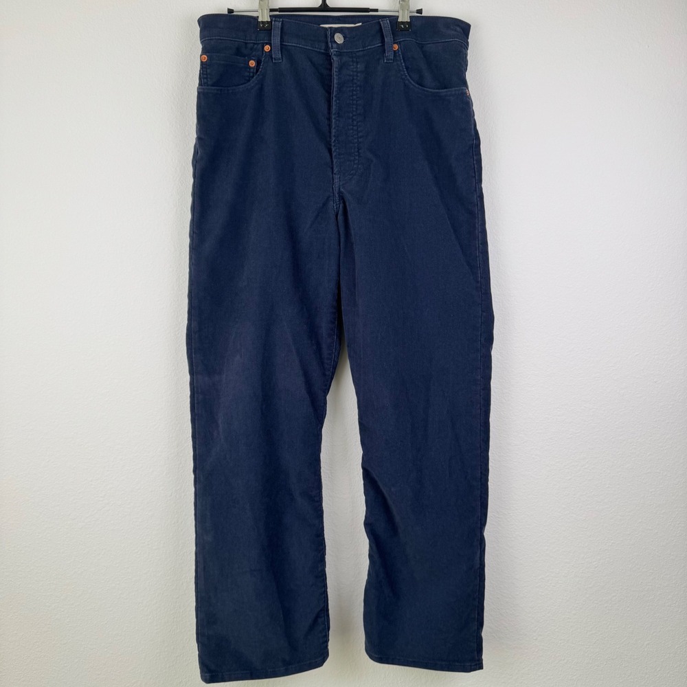 Levi's Premium Corduroy Pants Mens 32x29" Navy Excellent Straight Leg Casual